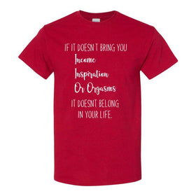 Funny Offensive T-shirt - If It Doesnt Bring You Income, Inspiraion or Orgasms It Doesn't Belong In Your Life - Funny T-shirt - Offensive Humour T-shirt - Guy Humour T-shirt