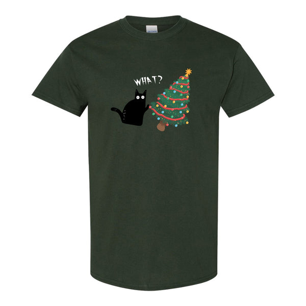 Cat Tipping Christmas Tree - Cute Christmas T-shirt - Christmas T-shirt - Funny Cat T-shirt - Cat Lover T-shirt