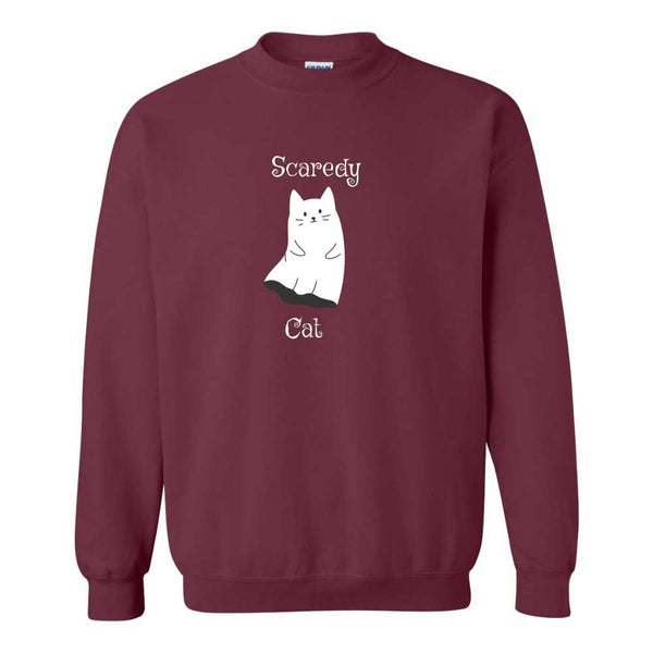 Scaredy Cat - Cute Halloween Sweat Shirt - Halloween T-shrit - October Sweat Shirt - Sweater Weather - Cute Cat Sweater - Ghost Cat