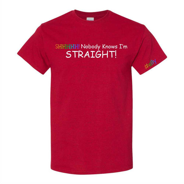 Shhh Nobody Knows I Am Straight #Ally - Cute LGTBQ+ T-shirt - Cute Gay T-shirt - Pride T-shirt - Pride Quote - LGTBQ+ T-shirt