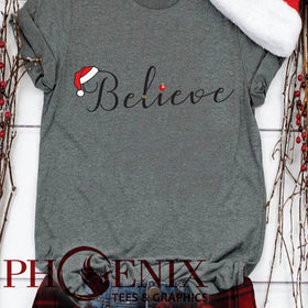 Santa Believe - Cute Christmas T-shirt - Santa T-shirt - V neck T-shirt - Cute Santa T-shirt