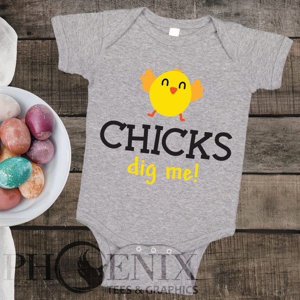 Chicks Dig Me - Cute Baby Onesie - Onesie - Custom Baby Onesie - Baby Shower Gift - Gift For Mom To Be