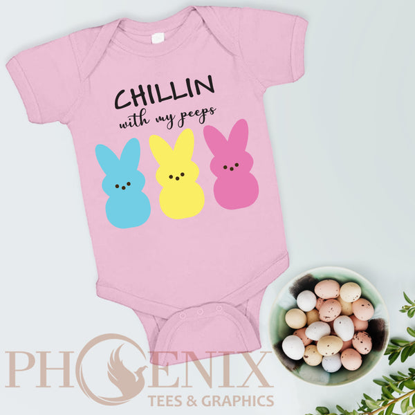 Chillin With My Peeps - Easter Onesie - Cute Baby Onesie - Baby Shower Gift - Gift For Mom To Be