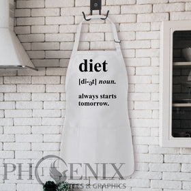 Diet Noun Always Starts Tomorrow - 3 Pocket Apron - Grill Lover Gifts - Gifts For Dad - BBQ Gifts