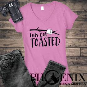 Let's Get Toasted - Camping T-shirt - Cute Camping T-shirt - Women's Camping T-shirt -Marshmellow T-shirt