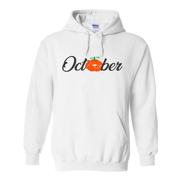 October Hoodie - Pumpkin Hoodie - Fall Lovers Hoodie - Pumpkin Kiss - October Quote