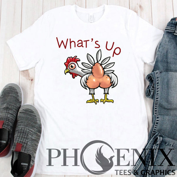 What's Up Chicken Butt - Dad Joke T-shirtv- Funny Chicken T-shirt - Chicken T-shirt - Fun T-shirts