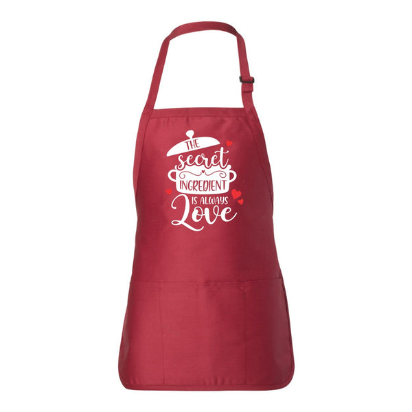 The Secret Ingredient Is Always Love 3 Pocket Apron - Gift For Mom - Cute Christmas Apron - Mother's Day Gift - Cute Baking Apron
