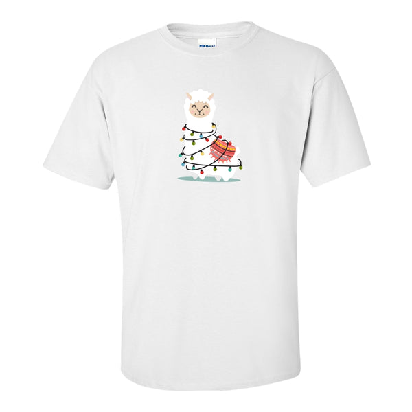 Cute Llama in Christmas Lights - Animal Graphic - Christmas Gift T-shirt