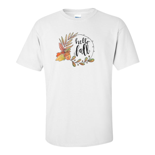 Hello Fall Wreath -  Autumn T-shirt - Cute Fall T-shirt