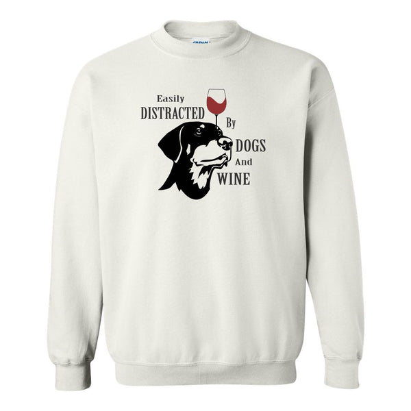 Easily Distracted By Dogs And Wine - Cute Wine Sayings - Cute Dog T-shirt - Women's T-shirt - Gift For Wine Lover's - Wine Sweat Shirt - Gift For Her
