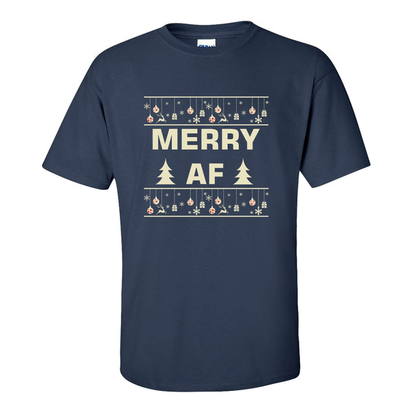 Merry AF - Cute Christmas T-shirt - Christmas Quote T-shirt- Chirstmas T-shirt