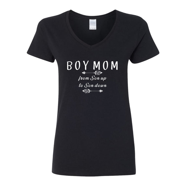 Boy Mom From Son Up To Son Down - Mom Quote - Mother's Day Gift - V-neck T-shirt